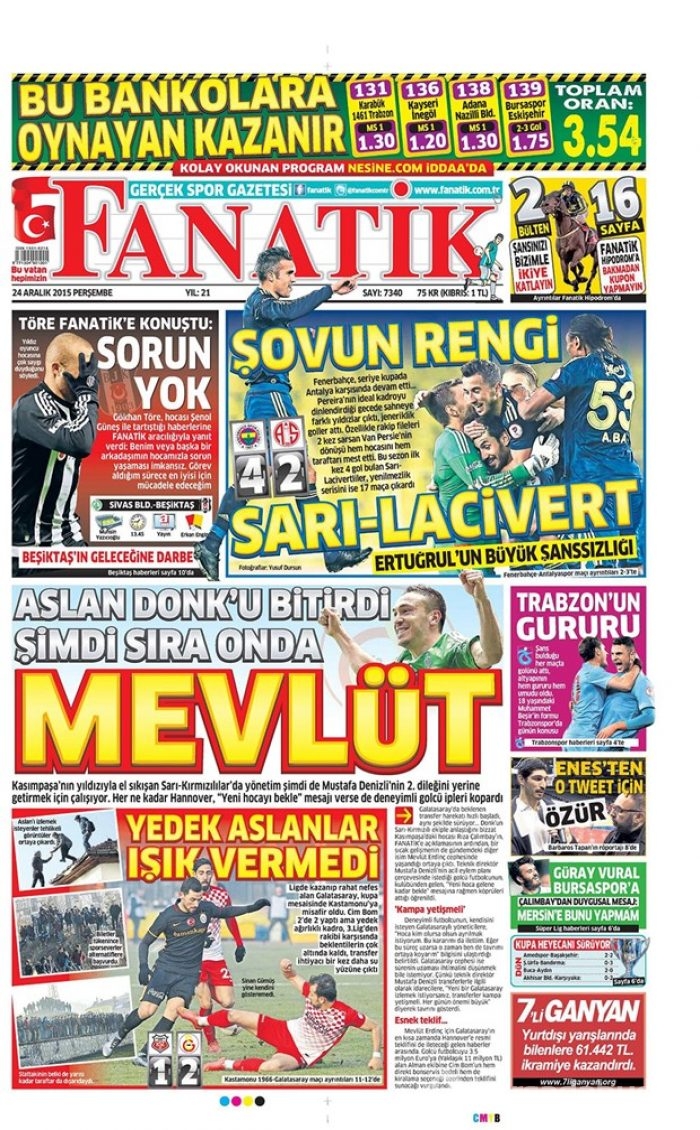 Günün gazete manşetleri 24 Aralık 2015