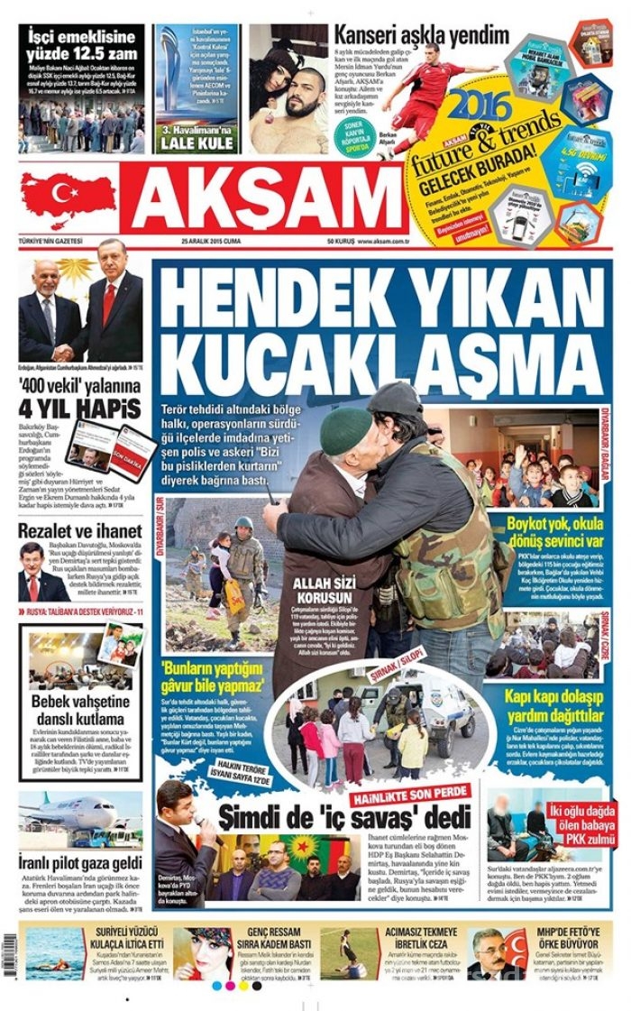 Günün gazete manşetleri 25 Aralık 2015
