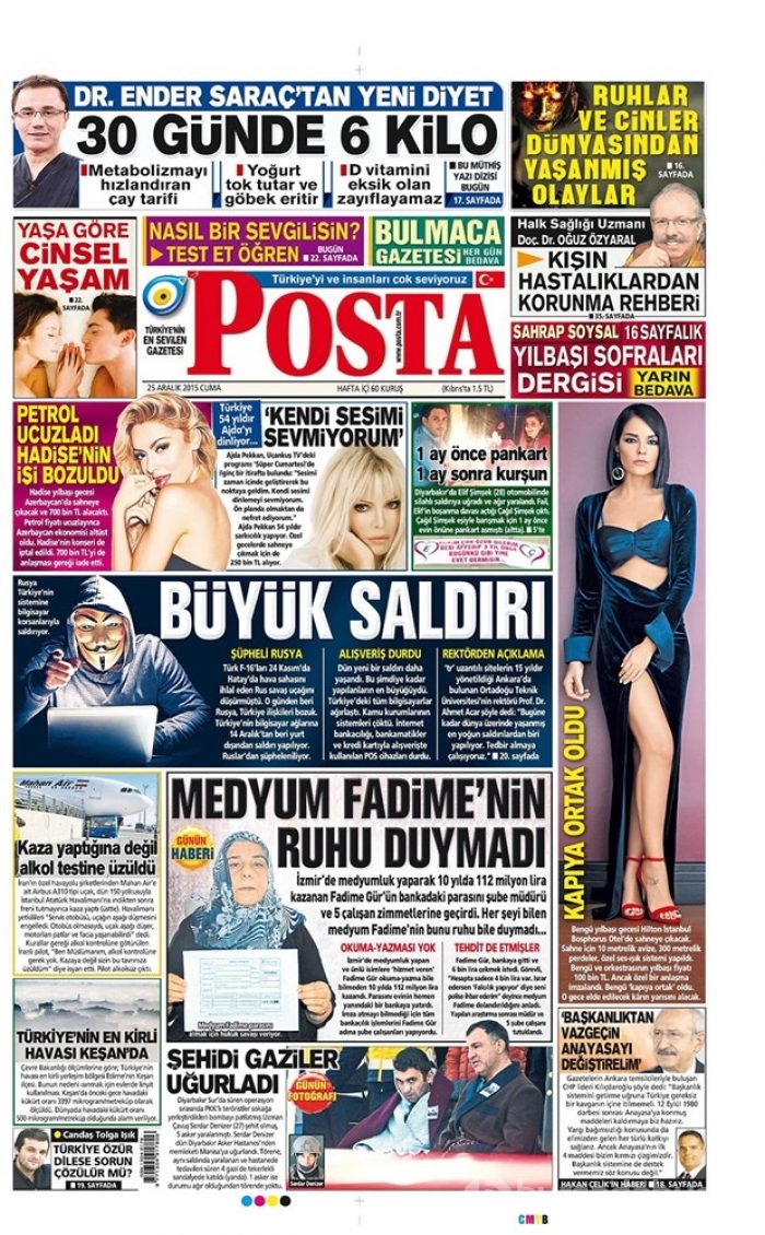 Günün gazete manşetleri 25 Aralık 2015