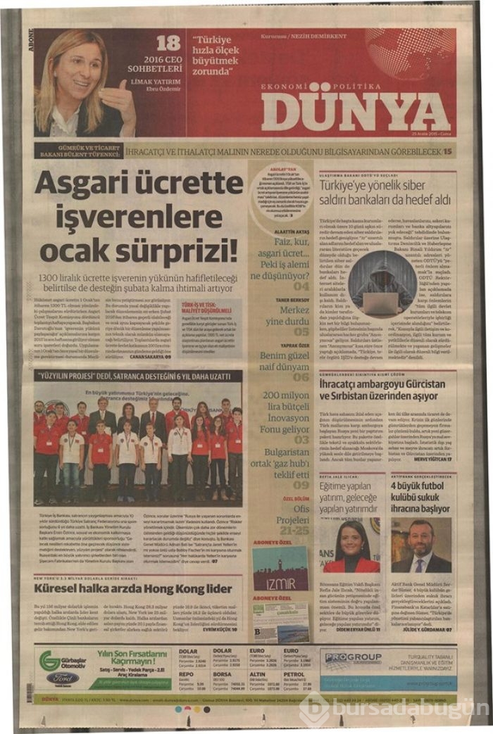 Günün gazete manşetleri 25 Aralık 2015
