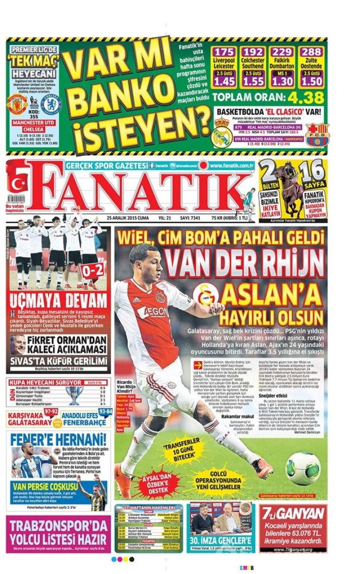 Günün gazete manşetleri 25 Aralık 2015