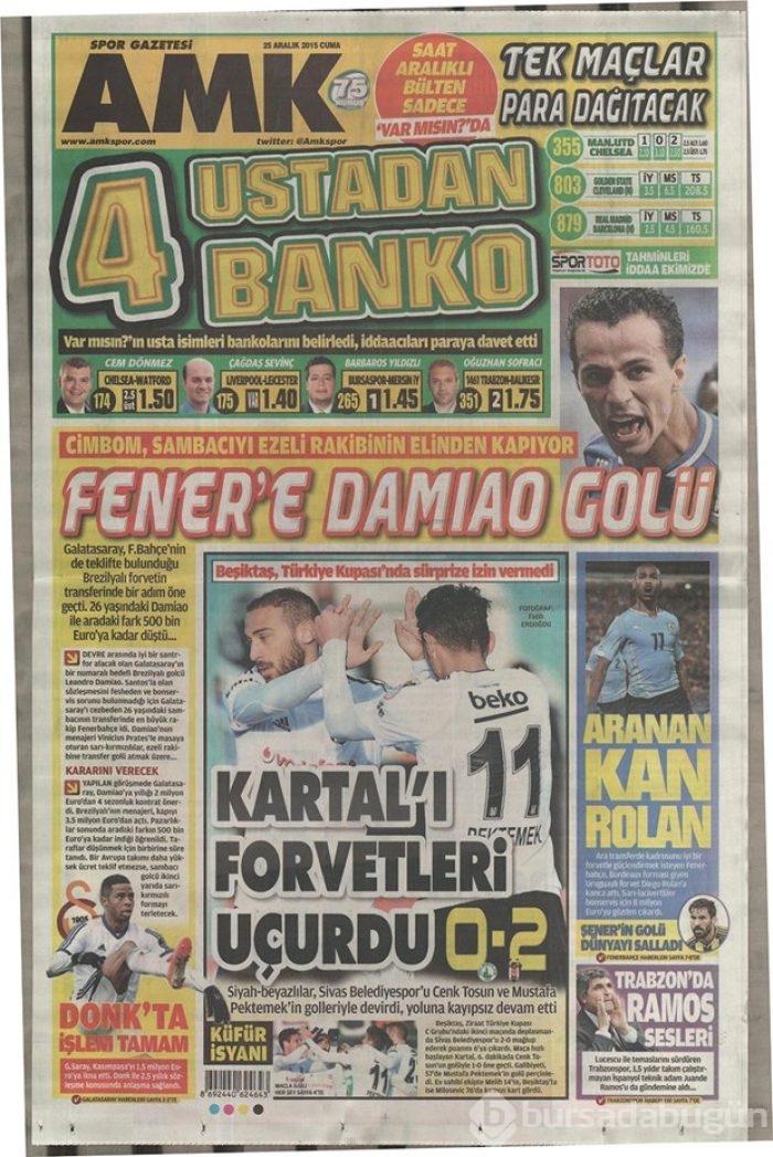 Günün gazete manşetleri 25 Aralık 2015