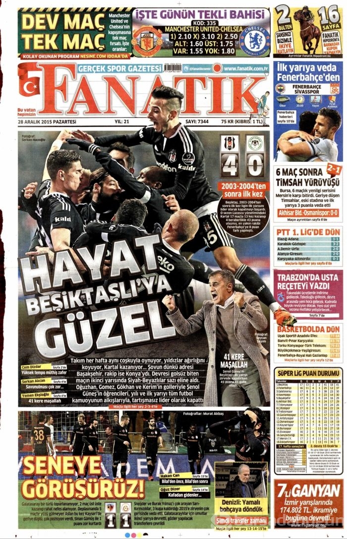 Gazete manşetleri (28 Aralık 2015)