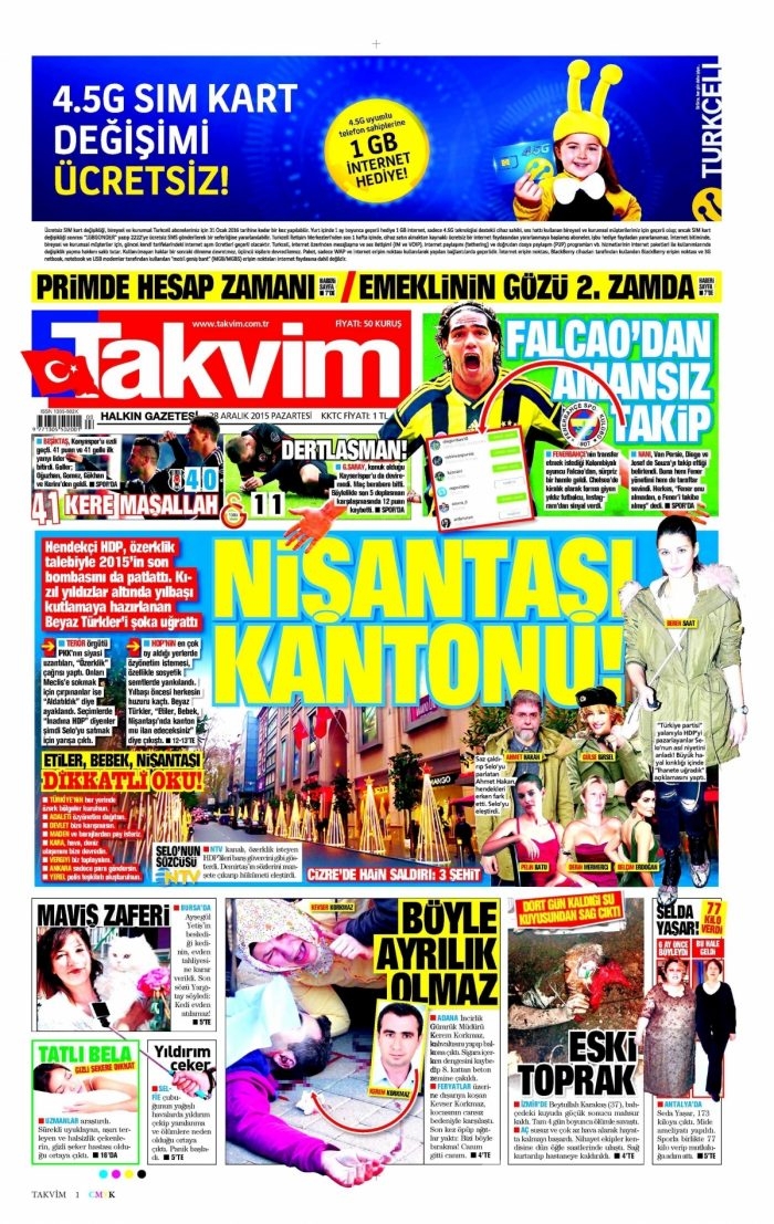 Gazete manşetleri (28 Aralık 2015)