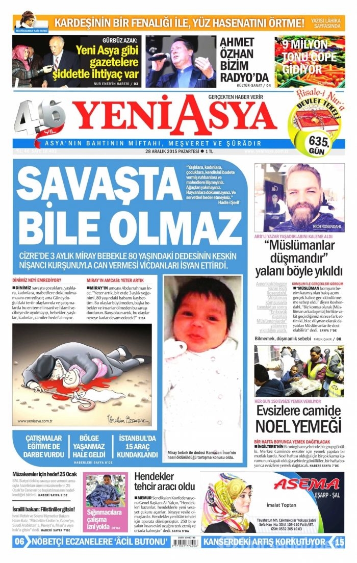 Gazete manşetleri (28 Aralık 2015)