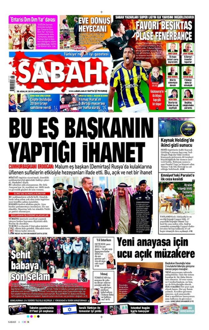 Günün gazete manşetleri - 30 Aralık 2015