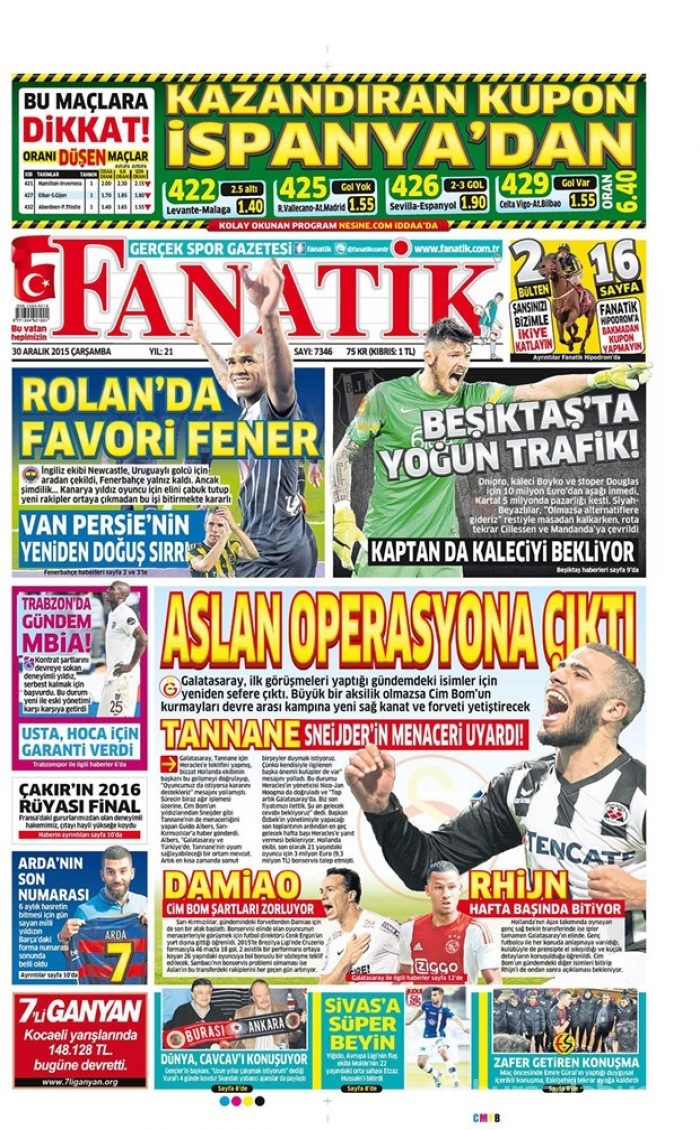 Günün gazete manşetleri - 30 Aralık 2015