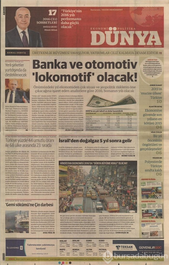 Günün gazete manşetleri - 30 Aralık 2015