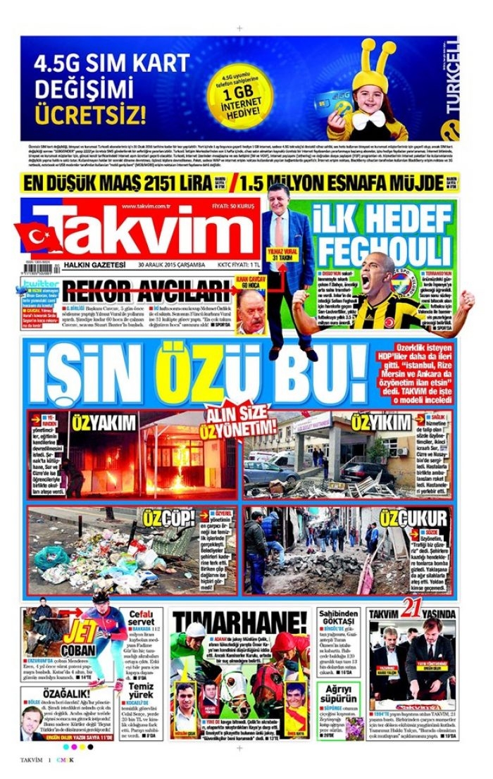 Günün gazete manşetleri - 30 Aralık 2015