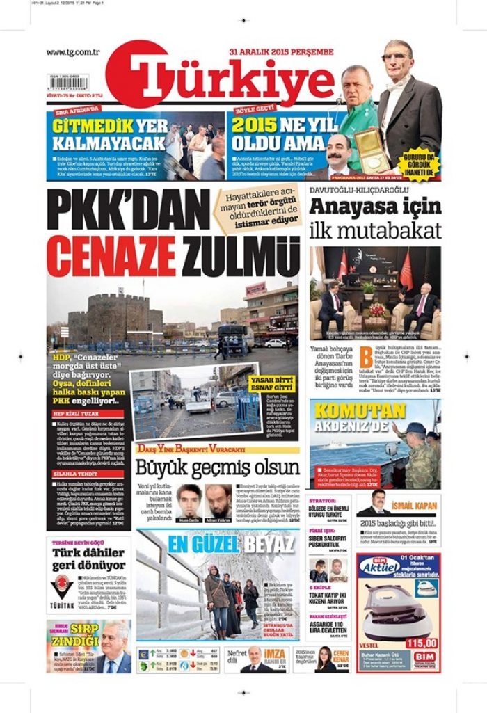 Günün gazete manşetleri - 31 Aralık 2015