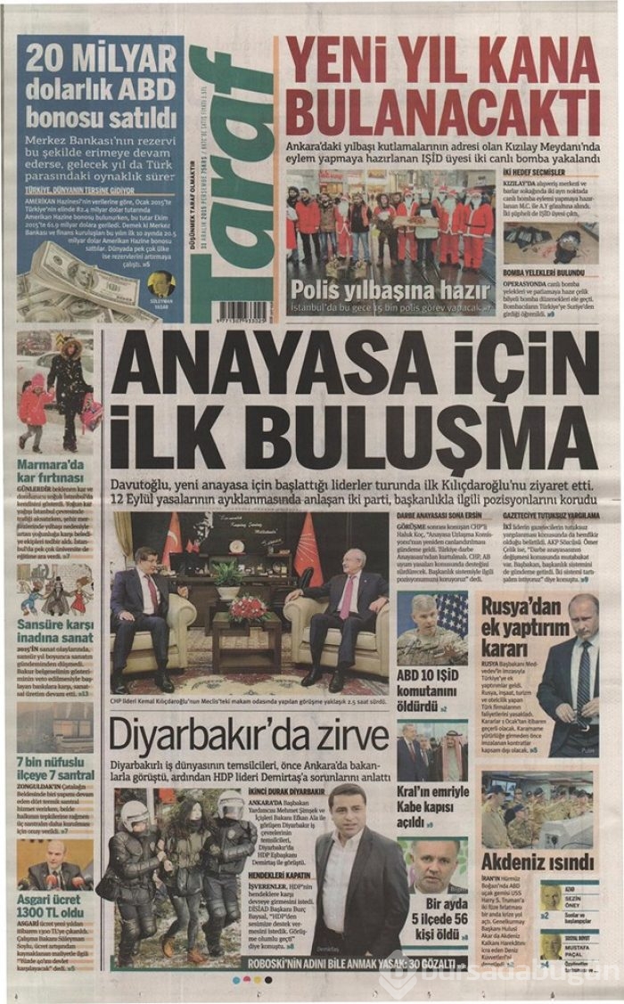 Günün gazete manşetleri - 31 Aralık 2015