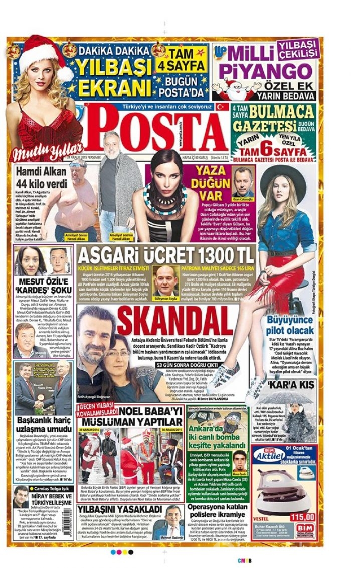 Günün gazete manşetleri - 31 Aralık 2015