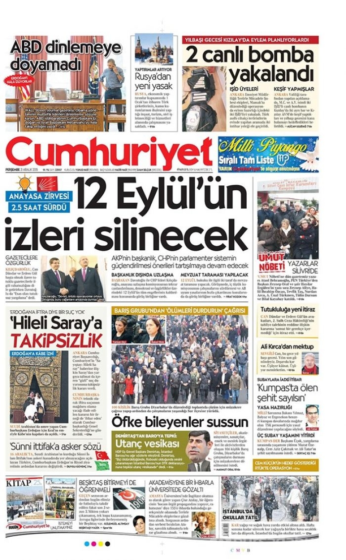 Günün gazete manşetleri - 31 Aralık 2015