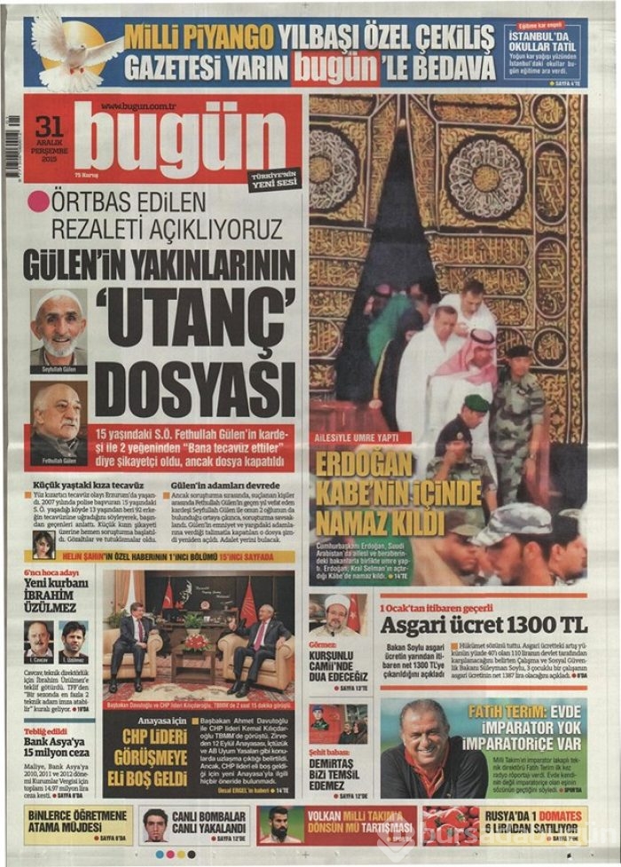 Günün gazete manşetleri - 31 Aralık 2015
