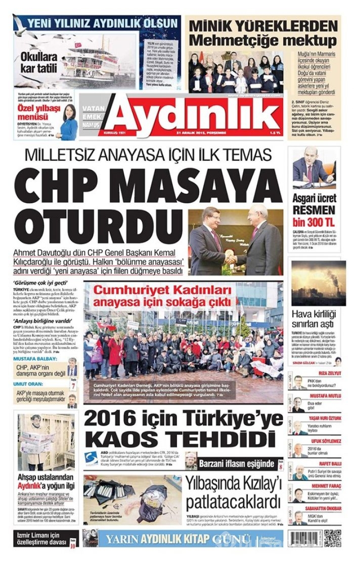 Günün gazete manşetleri - 31 Aralık 2015