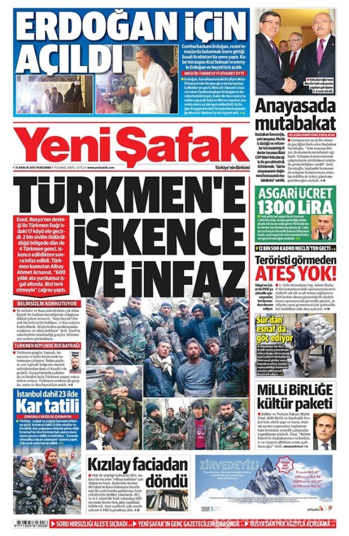 Günün gazete manşetleri - 31 Aralık 2015