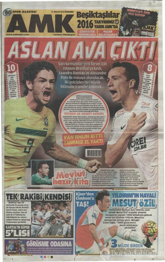Günün gazete manşetleri - 31 Aralık 2015
