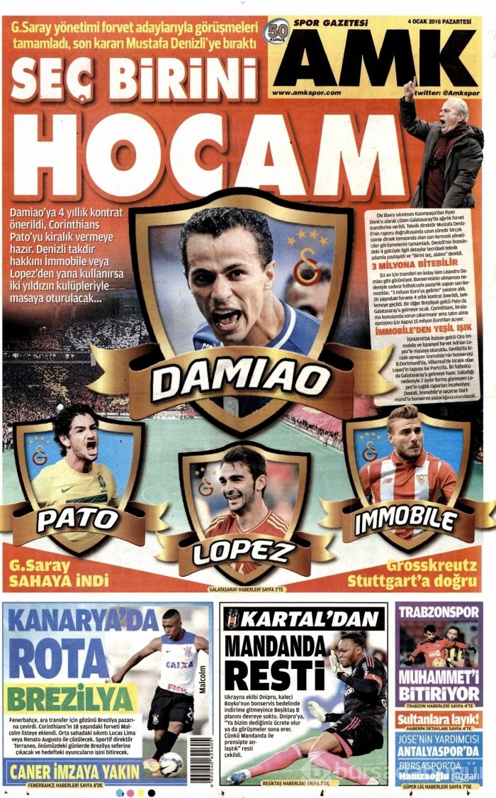 Gazete manşetleri (04.01.2016)