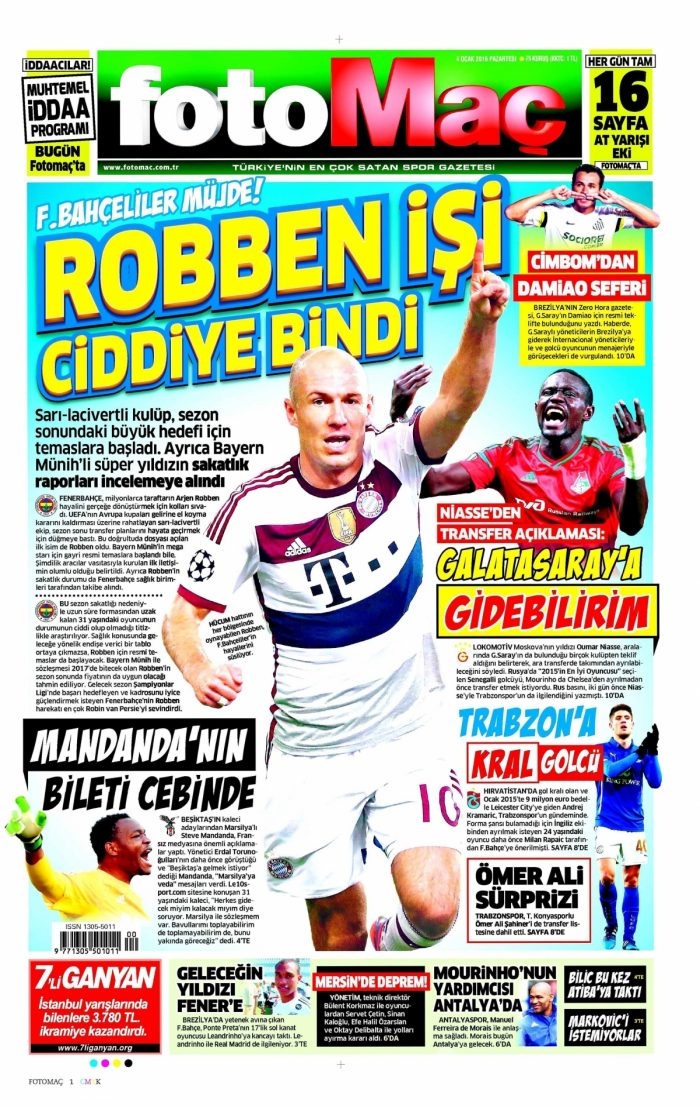 Gazete manşetleri (04.01.2016)