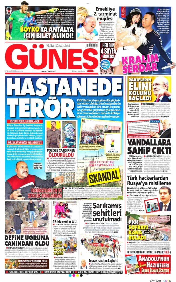 Gazete manşetleri (04.01.2016)