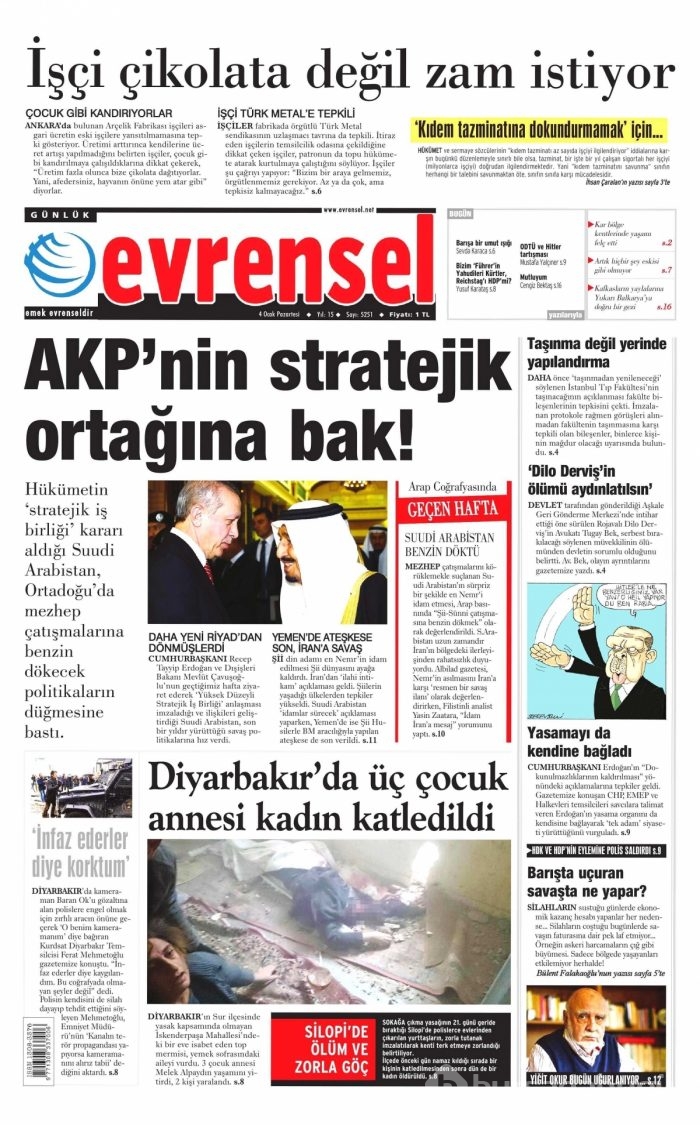 Gazete manşetleri (04.01.2016)
