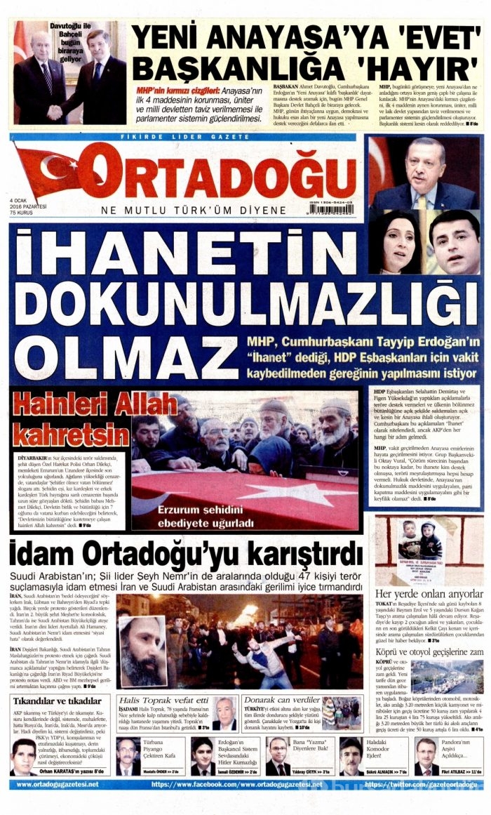 Gazete manşetleri (04.01.2016)