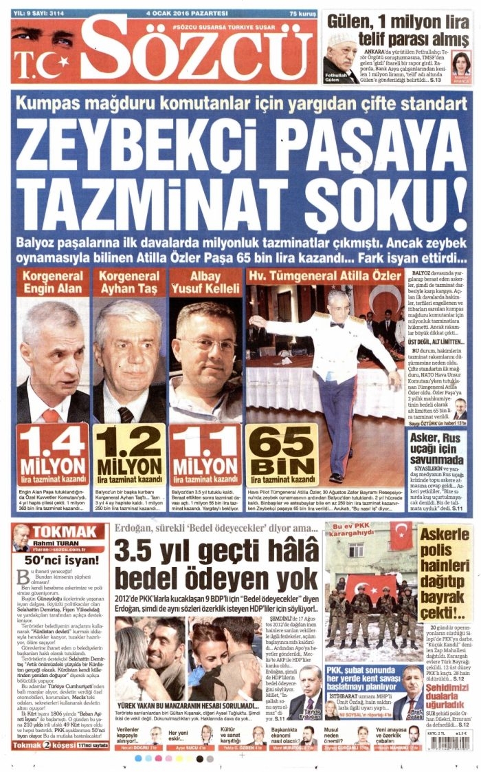 Gazete manşetleri (04.01.2016)