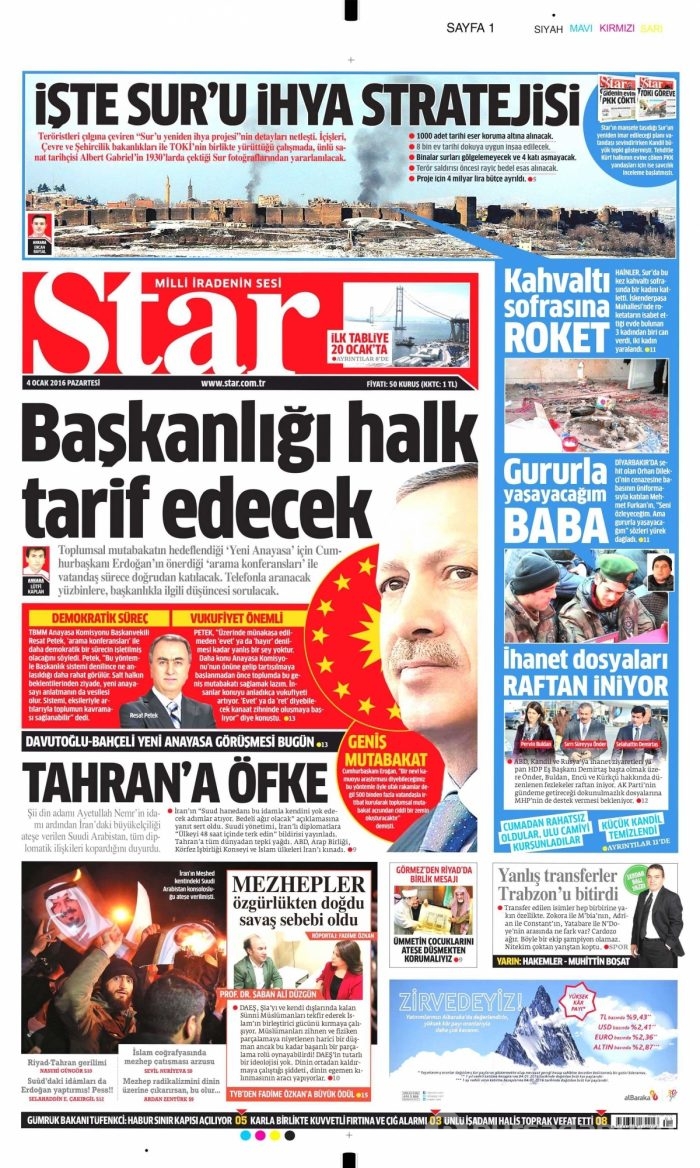 Gazete manşetleri (04.01.2016)