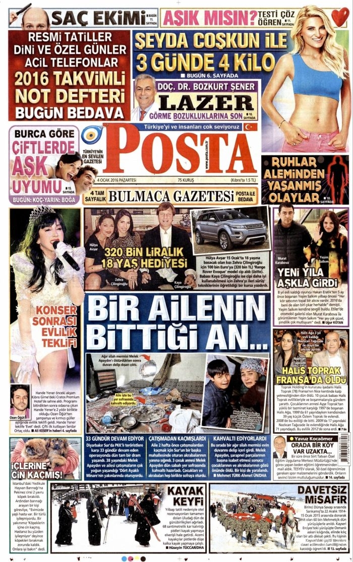 Gazete manşetleri (04.01.2016)