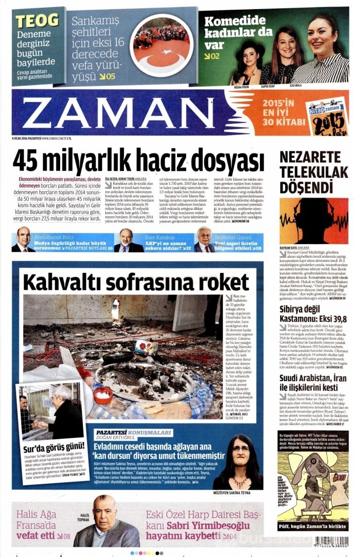Gazete manşetleri (04.01.2016)