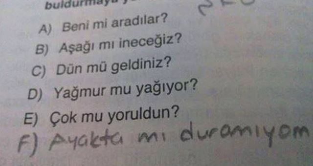 Cevaplarıyla hocalarının tam puan verdiği 18 öğrenci cevabı
