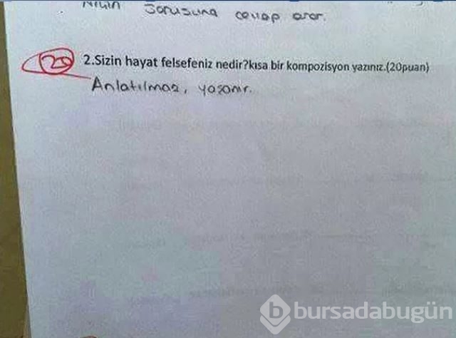 Cevaplarıyla hocalarının tam puan verdiği 18 öğrenci cevabı