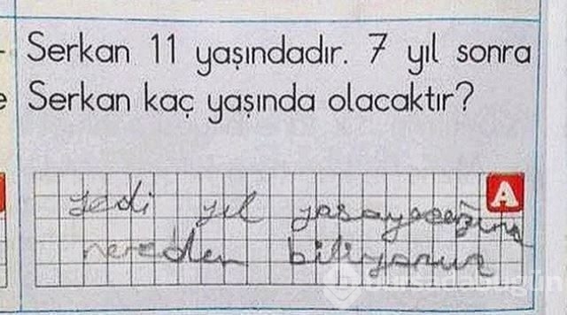 Cevaplarıyla hocalarının tam puan verdiği 18 öğrenci cevabı