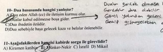 Cevaplarıyla hocalarının tam puan verdiği 18 öğrenci cevabı