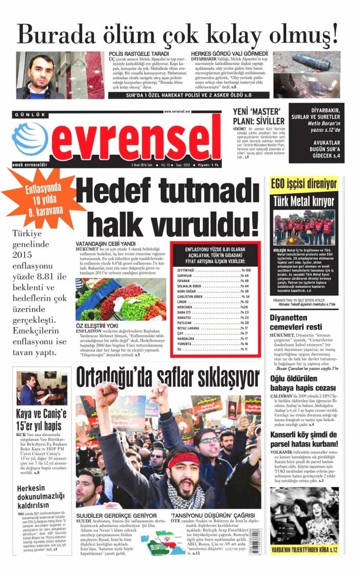 Gazete manşetleri (05 Ocak 2016)