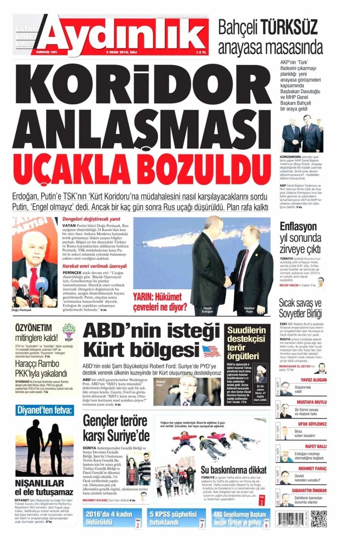 Gazete manşetleri (05 Ocak 2016)