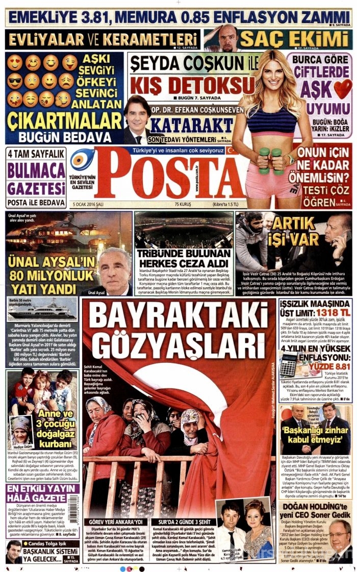 Gazete manşetleri (05 Ocak 2016)