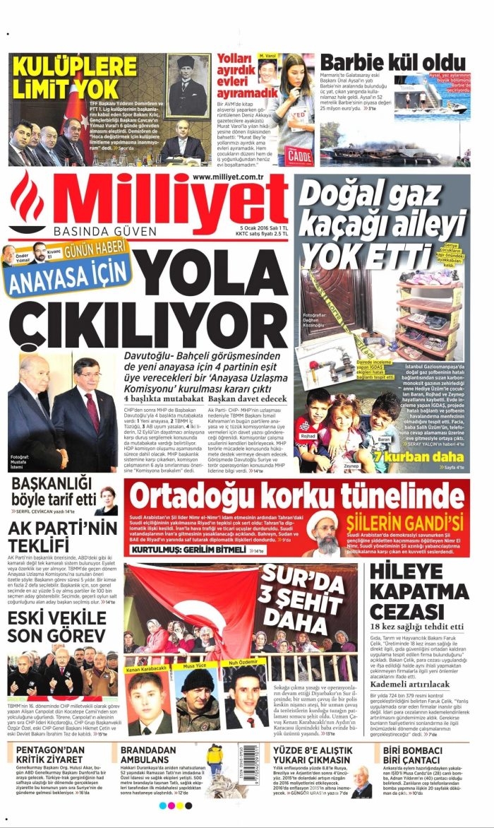 Gazete manşetleri (05 Ocak 2016)