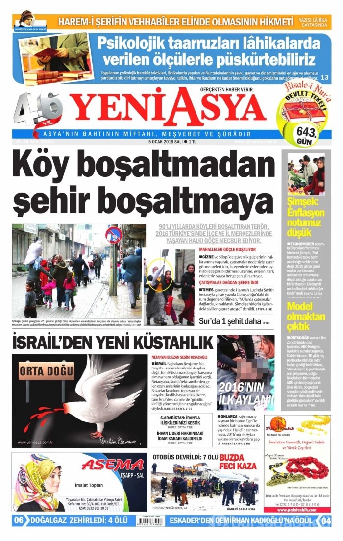 Gazete manşetleri (05 Ocak 2016)