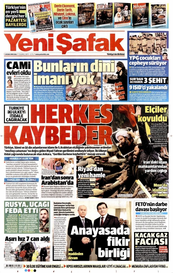 Gazete manşetleri (05 Ocak 2016)