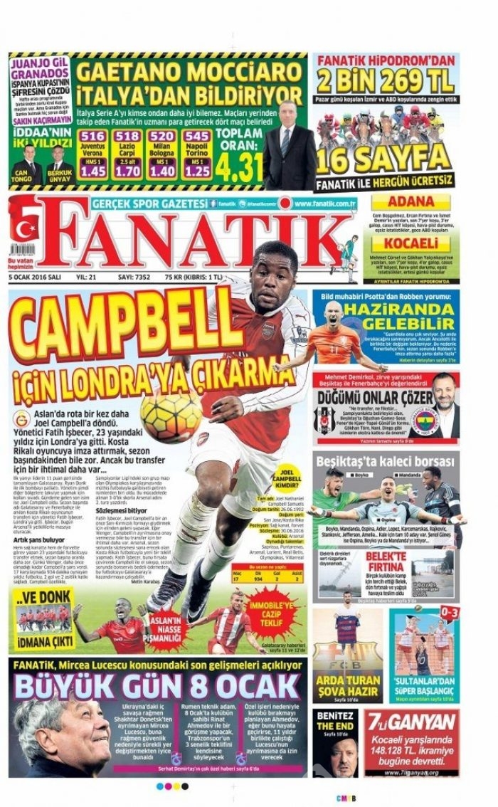 Günün spor manşetleri