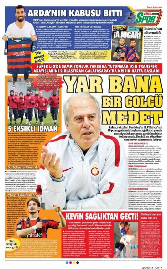 Günün spor manşetleri