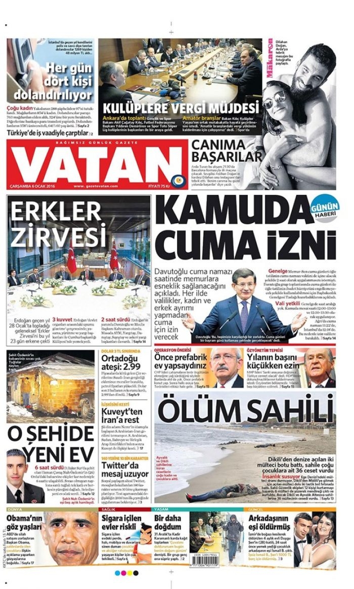 Günün gazete manşetleri - 6 Ocak 2016