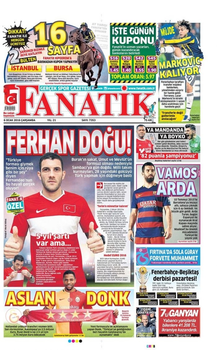 Günün gazete manşetleri - 6 Ocak 2016