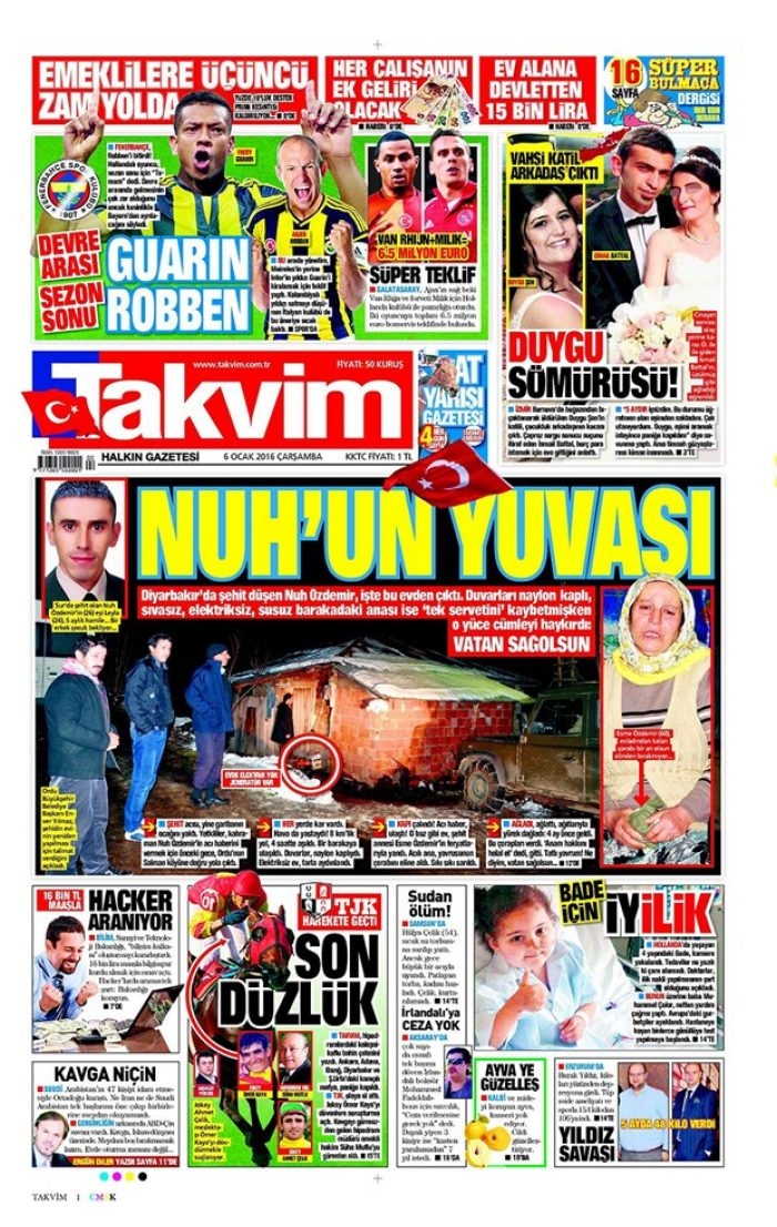 Günün gazete manşetleri - 6 Ocak 2016