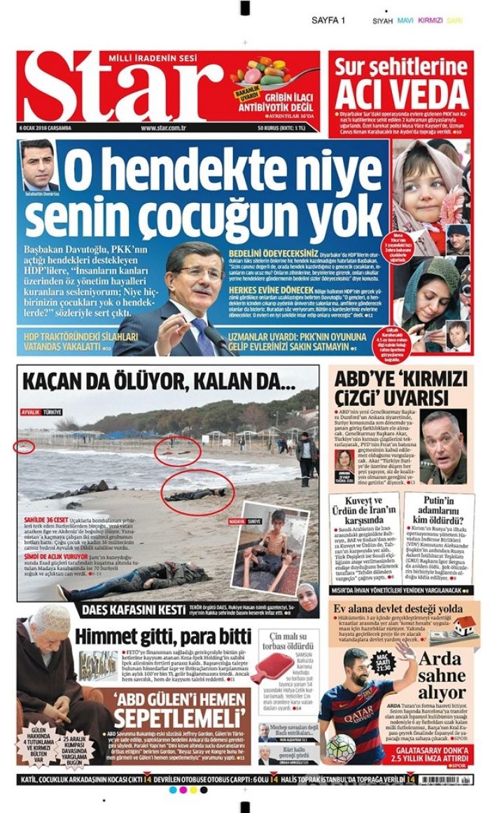 Günün gazete manşetleri - 6 Ocak 2016