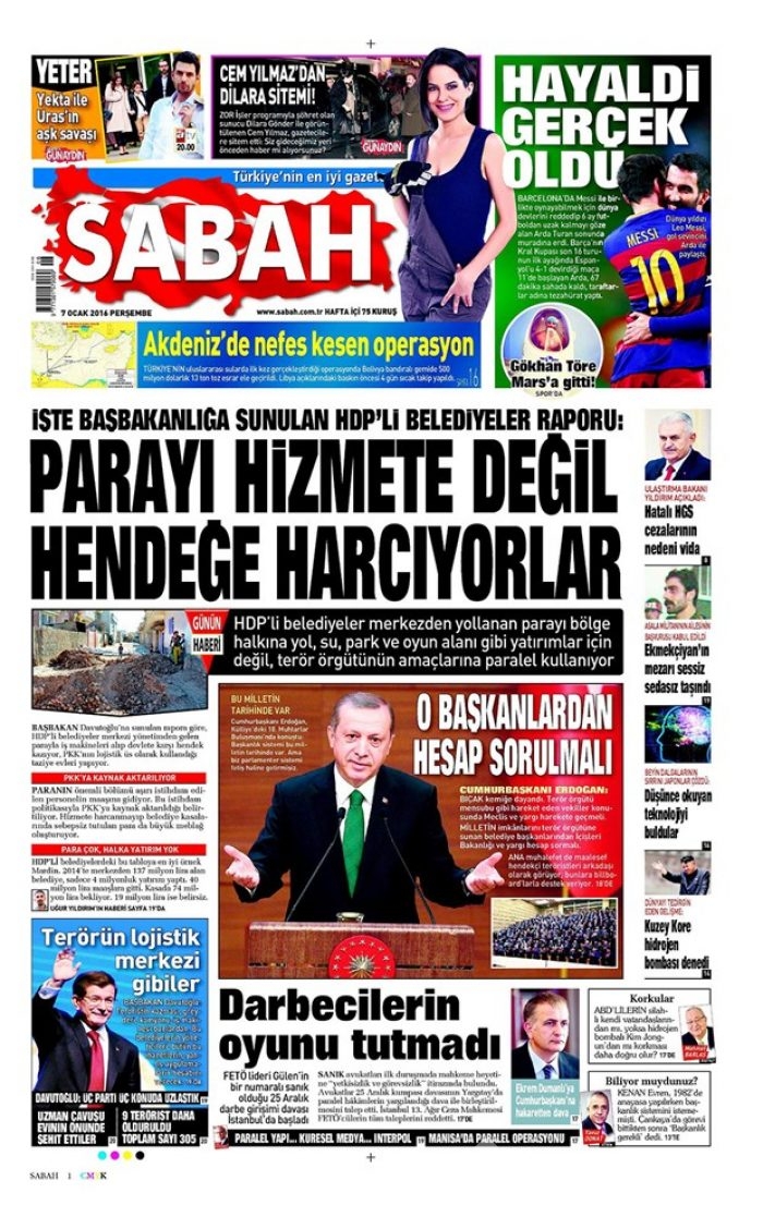 Günün gazete manşetleri - 7 Ocak 2016