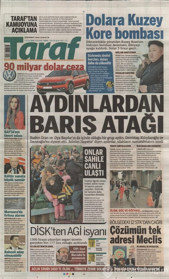Günün gazete manşetleri - 7 Ocak 2016