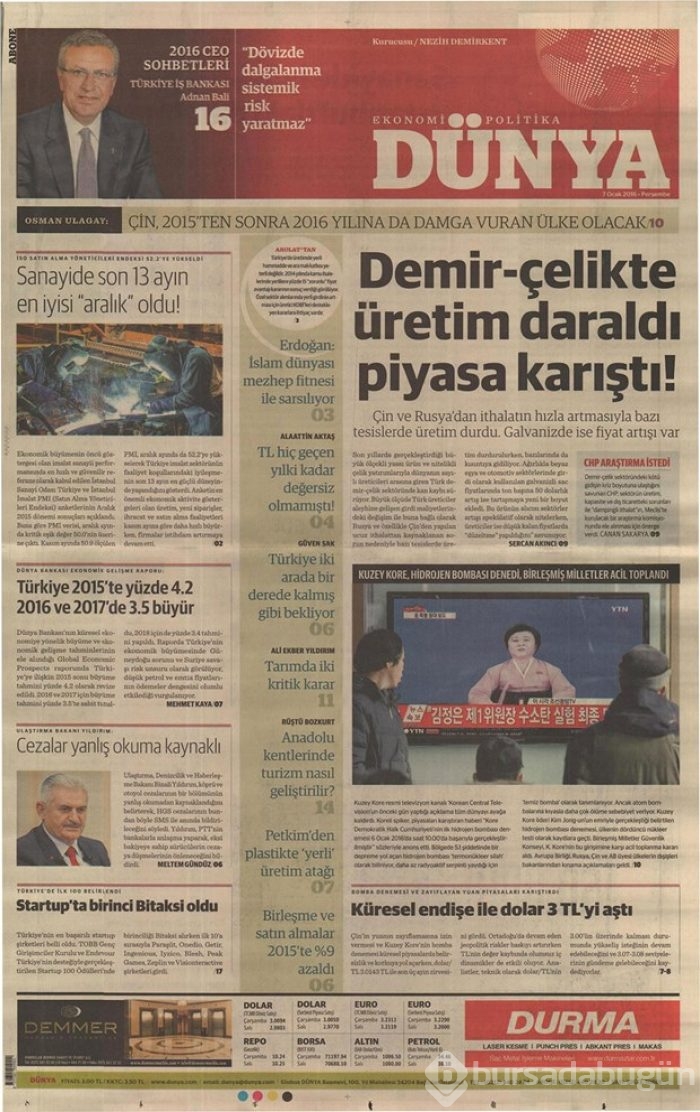 Günün gazete manşetleri - 7 Ocak 2016