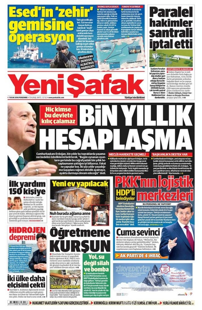 Günün gazete manşetleri - 7 Ocak 2016
